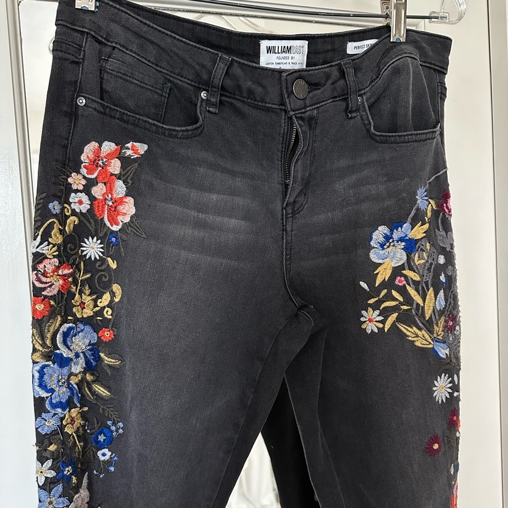 RARE Embroidered William Rast for Justin Timberlake black washed jeans 30 Tall